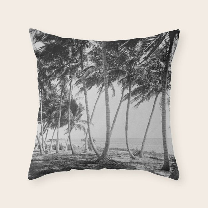 Miami Florida Palm Trees Black and White Vintage Photograph, 1915 Throw Pillow Gallery Image 6