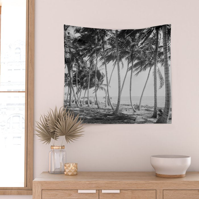 Miami Florida Palm Trees Black and White Vintage Photograph, 1915 Wall Tapestry Gallery Image 2