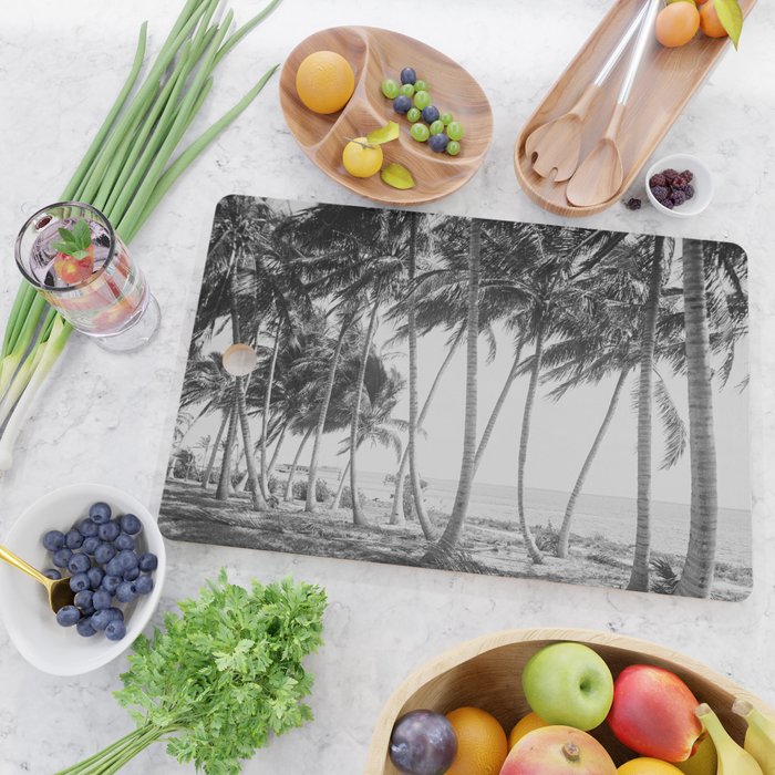 Miami Florida Palm Trees Black and White Vintage Photograph, 1915 Cutting Board Gallery Image 2