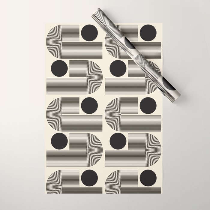 Abstraction_BLACK_LINE_DOT_POP_ART_Minimalism_004D Wrapping Paper Gallery Image 1