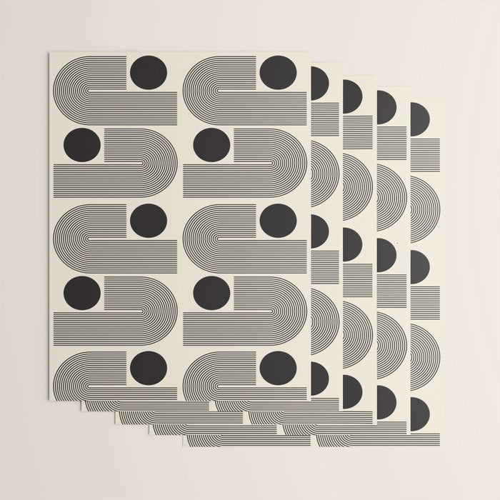 Abstraction_BLACK_LINE_DOT_POP_ART_Minimalism_004D Wrapping Paper Gallery Image 3