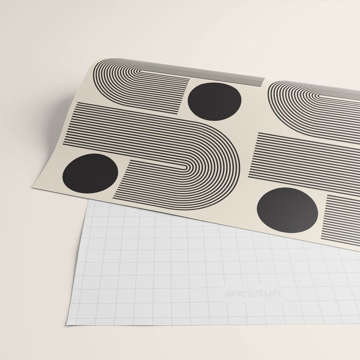 Abstraction_BLACK_LINE_DOT_POP_ART_Minimalism_004D Wrapping Paper Gallery Image 2