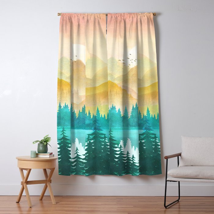 Summer Mountain Sunrise Window Curtain Gallery Image 5
