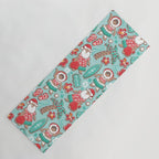 Mele Kalikimaka Hawaiian Christmas gingerbread cookies // aqua background Yoga Mat Gallery Image 1