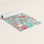 Mele Kalikimaka Hawaiian Christmas gingerbread cookies // aqua background Yoga Mat Gallery Image 2