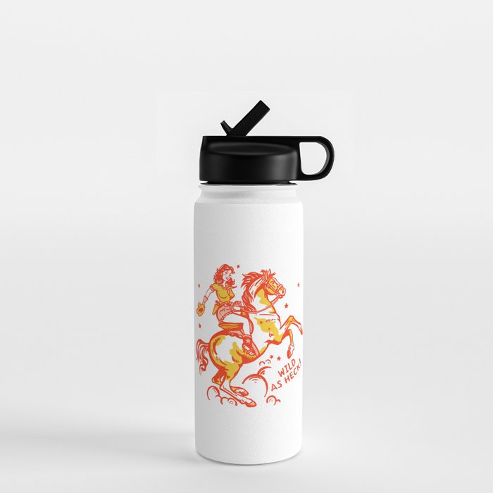 Retro Cowgirl Horse Riding Art. Vintage Western Decor Water Bottle Gallery Image 1