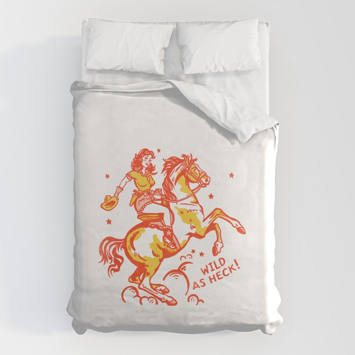 Retro Cowgirl Horse Riding Art. Vintage Western Decor Duvet Cover Gallery Image 6