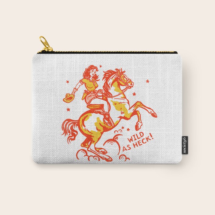 Retro Cowgirl Horse Riding Art. Vintage Western Decor Carry All Pouch Gallery Image 1
