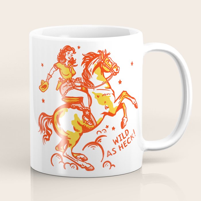 Retro Cowgirl Horse Riding Art. Vintage Western Decor Coffee Mug Gallery Image 1