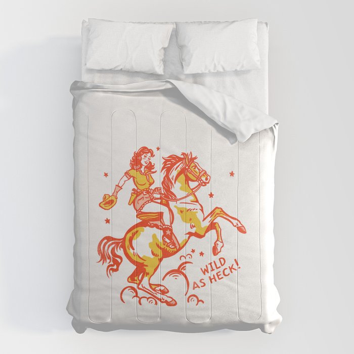 Retro Cowgirl Horse Riding Art. Vintage Western Decor Comforter Gallery Image 1
