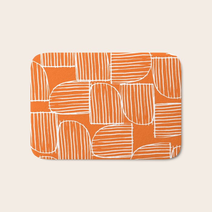 Mid-Century Modern 1950's Orange Juice Mimosa Colored Abstract Bath Mat Gallery Image 1