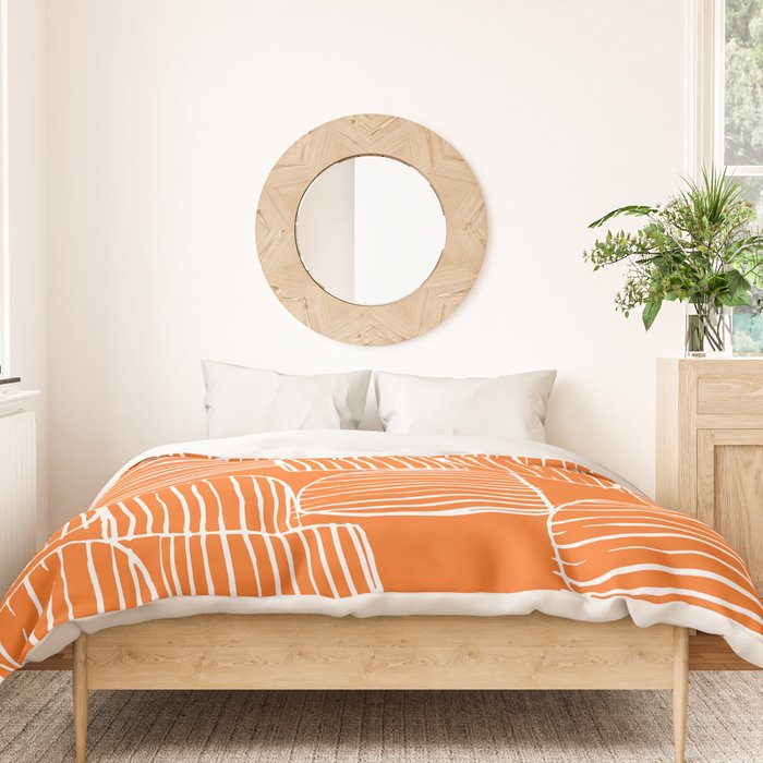 Mid-Century Modern 1950's Orange Juice Mimosa Colored Abstract Duvet Cover Gallery Image 3