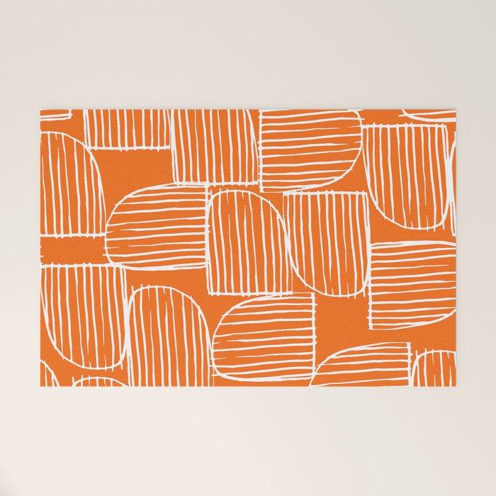 Mid-Century Modern 1950's Orange Juice Mimosa Colored Abstract Welcome Mat Gallery Image 1