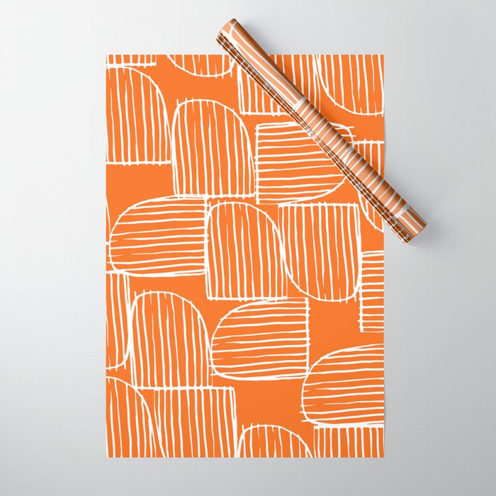 Mid-Century Modern 1950's Orange Juice Mimosa Colored Abstract Wrapping Paper Gallery Image 1