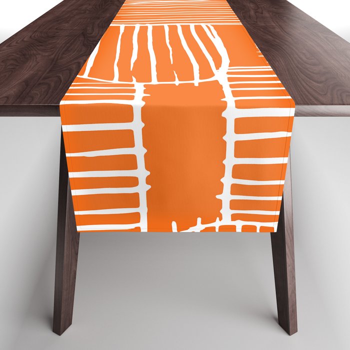 Mid-Century Modern 1950's Orange Juice Mimosa Colored Abstract Table Runner Gallery Image 1
