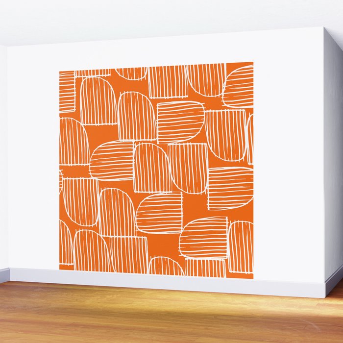 Mid-Century Modern 1950's Orange Juice Mimosa Colored Abstract Wall Mural Gallery Image 2