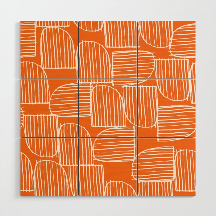 Mid-Century Modern 1950's Orange Juice Mimosa Colored Abstract Wood Wall Art Gallery Image 1