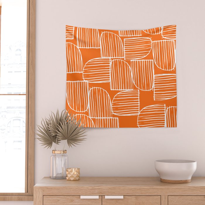Mid-Century Modern 1950's Orange Juice Mimosa Colored Abstract Wall Tapestry Gallery Image 2