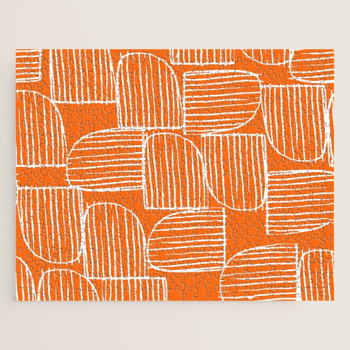 Mid-Century Modern 1950's Orange Juice Mimosa Colored Abstract Jigsaw Puzzle Gallery Image 1