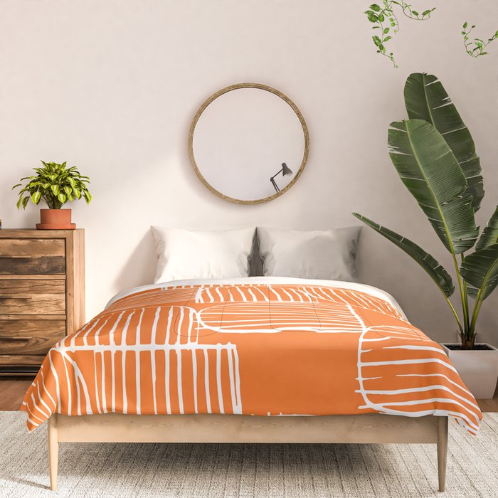 Mid-Century Modern 1950's Orange Juice Mimosa Colored Abstract Comforter Gallery Image 3