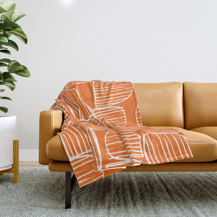 Mid-Century Modern 1950's Orange Juice Mimosa Colored Abstract Throw Blanket Gallery Image 1