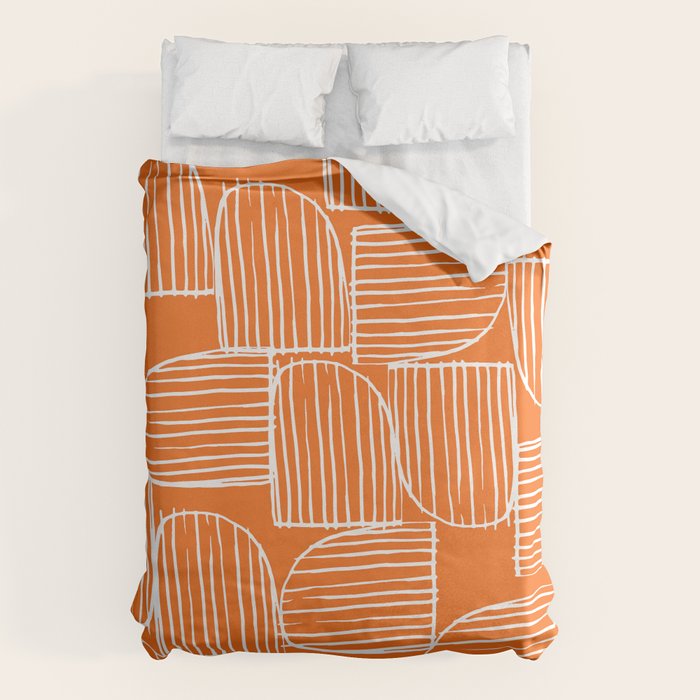 Mid-Century Modern 1950's Orange Juice Mimosa Colored Abstract Duvet Cover Gallery Image 1