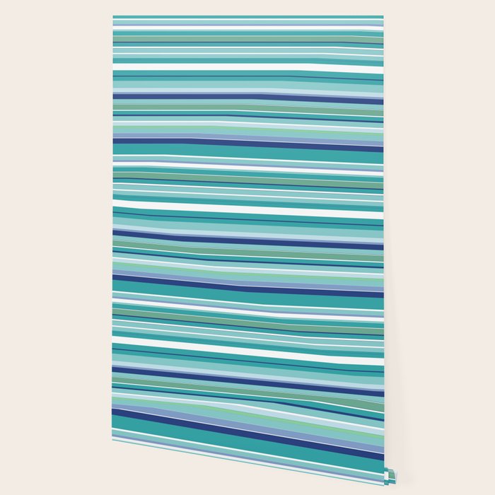 Tropical Blue Stripe|Banana Leaf Coordinate|Renee Davis Wallpaper Gallery Image 2