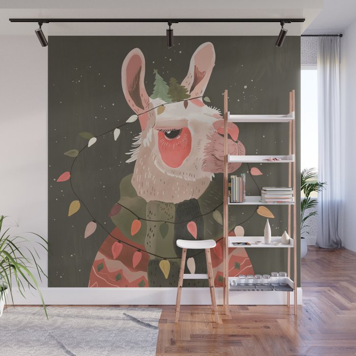 Festive Glow Llama Wall Mural Gallery Image 1