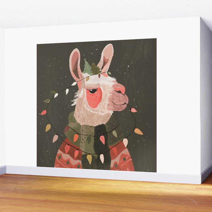 Festive Glow Llama Wall Mural Gallery Image 2