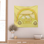 love bug valentine // retro surf art by surfy birdy Wall Tapestry Gallery Image 2