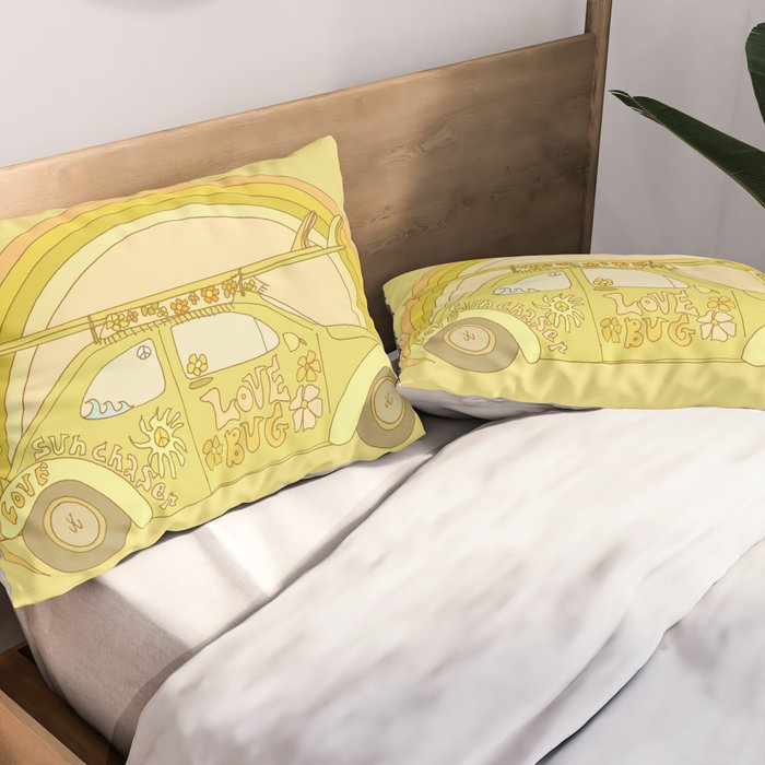 love bug valentine // retro surf art by surfy birdy Pillow Sham Gallery Image 2