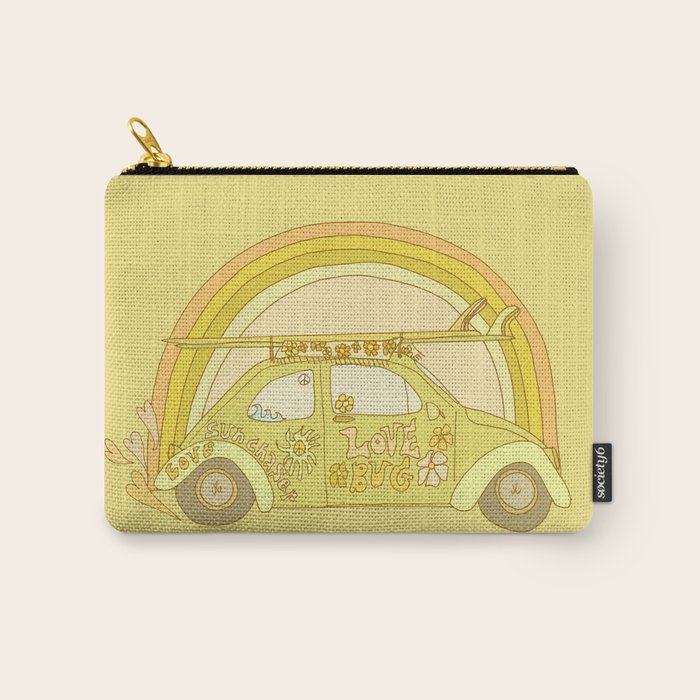love bug valentine // retro surf art by surfy birdy Carry All Pouch Gallery Image 1