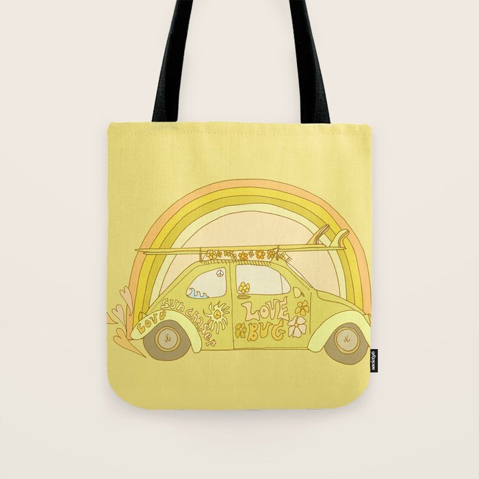 love bug valentine // retro surf art by surfy birdy Tote Bag Gallery Image 1