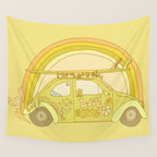 love bug valentine // retro surf art by surfy birdy Wall Tapestry Gallery Image 4