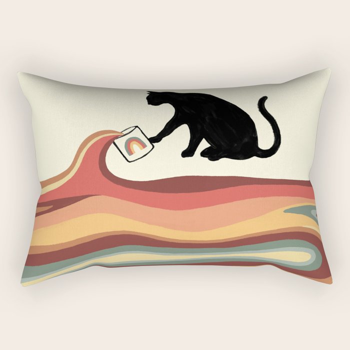 Rainbow cat 1 coffee milk drop Rectangular Pillow Gallery Image 1