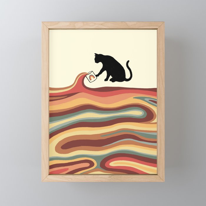 Rainbow cat 1 coffee milk drop Mini Art Print Gallery Image 1