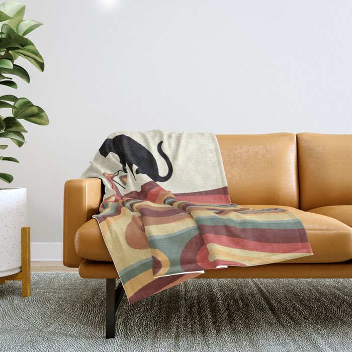 Rainbow cat 1 coffee milk drop Throw Blanket Gallery Image 1