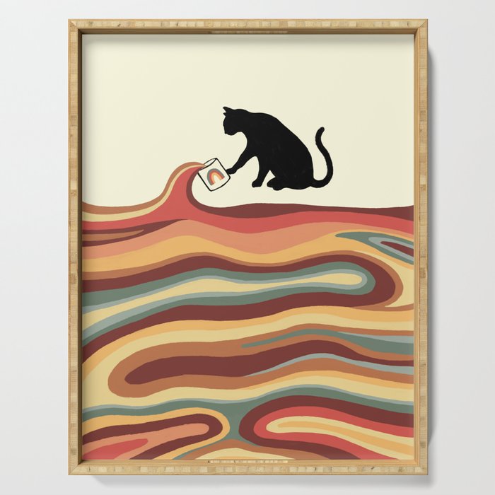 Rainbow cat 1 coffee milk drop Serving Tray Gallery Image 1