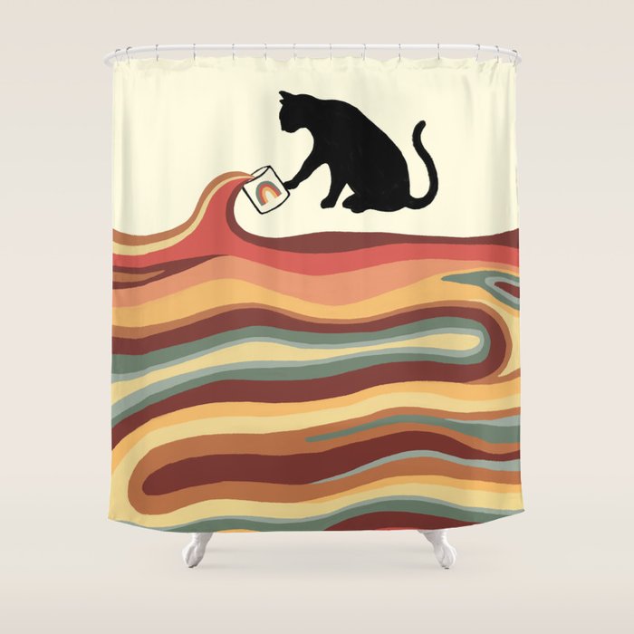 Rainbow cat 1 coffee milk drop Shower Curtain Gallery Image 1