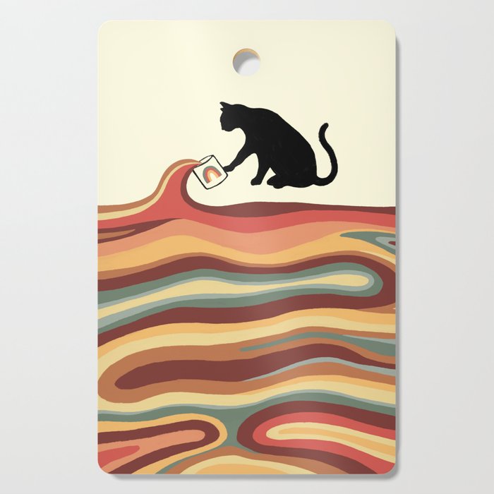 Rainbow cat 1 coffee milk drop Cutting Board Gallery Image 1