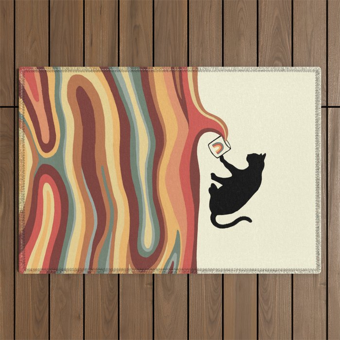 Rainbow cat 1 coffee milk drop Outdoor Rug Gallery Image 1