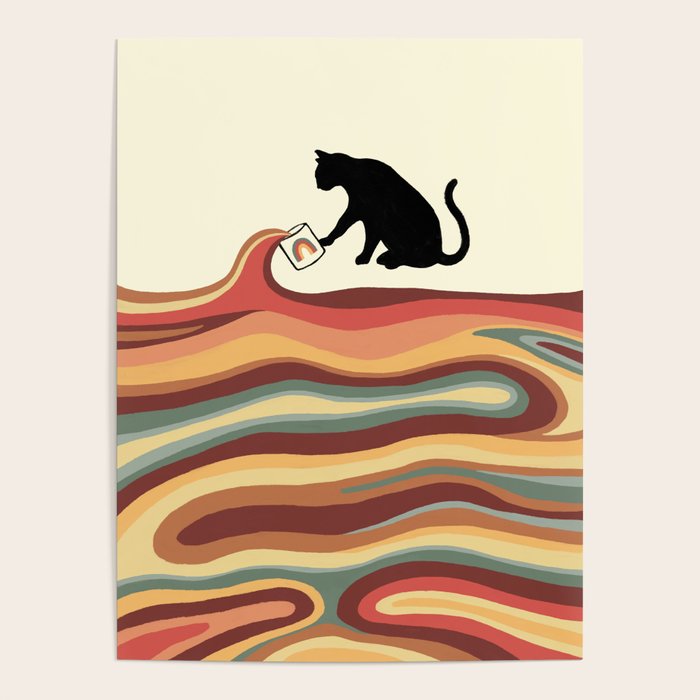 Rainbow cat 1 coffee milk drop Poster Gallery Image 4