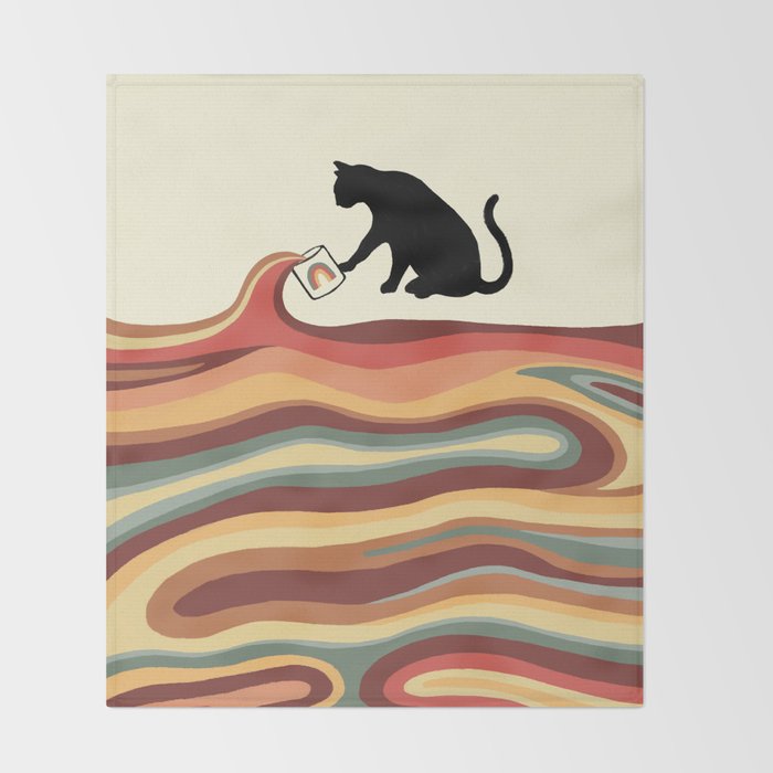 Rainbow cat 1 coffee milk drop Throw Blanket Gallery Image 2