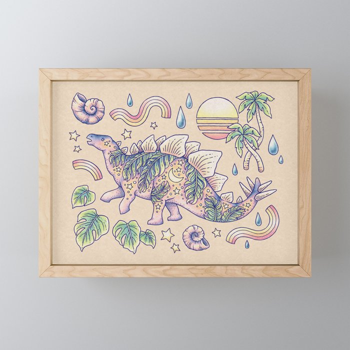  Jurassic Days, Jurassic Nights: Stegosaurus | Dinosaur Tropical Art Mini Art Print Gallery Image 1