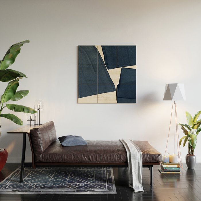 Minimalist Painting Blue III, Mid Century Modern Wood Wall Art Gallery Image 2