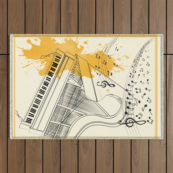 Abstract Minimal Musical Instrument 5 Outdoor Rug Gallery Image 1