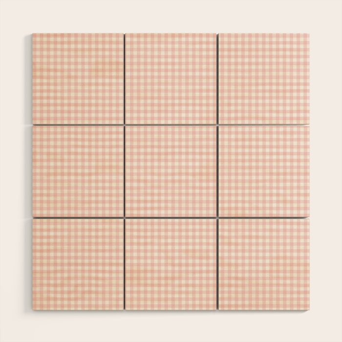 Pink Gingham Wood Wall Art Gallery Image 1