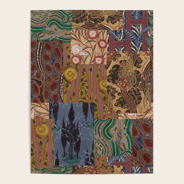 Heritage Patchwork Abstract Collage - Natural Motif Layers Poster Gallery Image 4