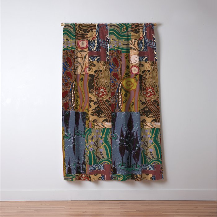 Heritage Patchwork Abstract Collage - Natural Motif Layers Window Curtain Gallery Image 3