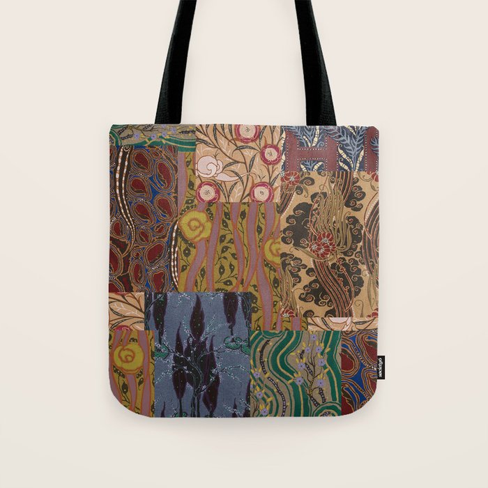 Heritage Patchwork Abstract Collage - Natural Motif Layers Tote Bag Gallery Image 1